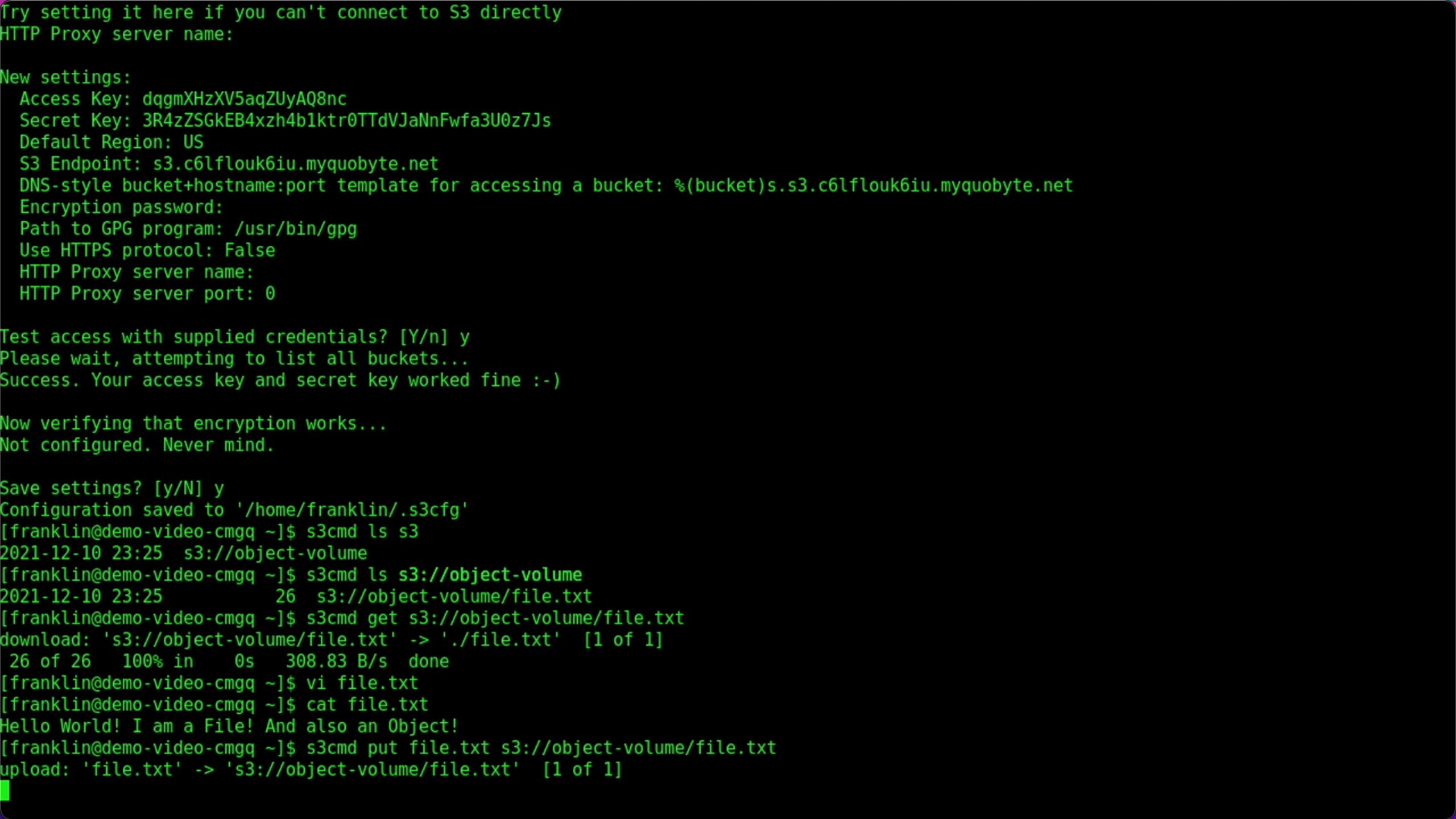 Publishing and Managing Volumes in S3 Quobyte