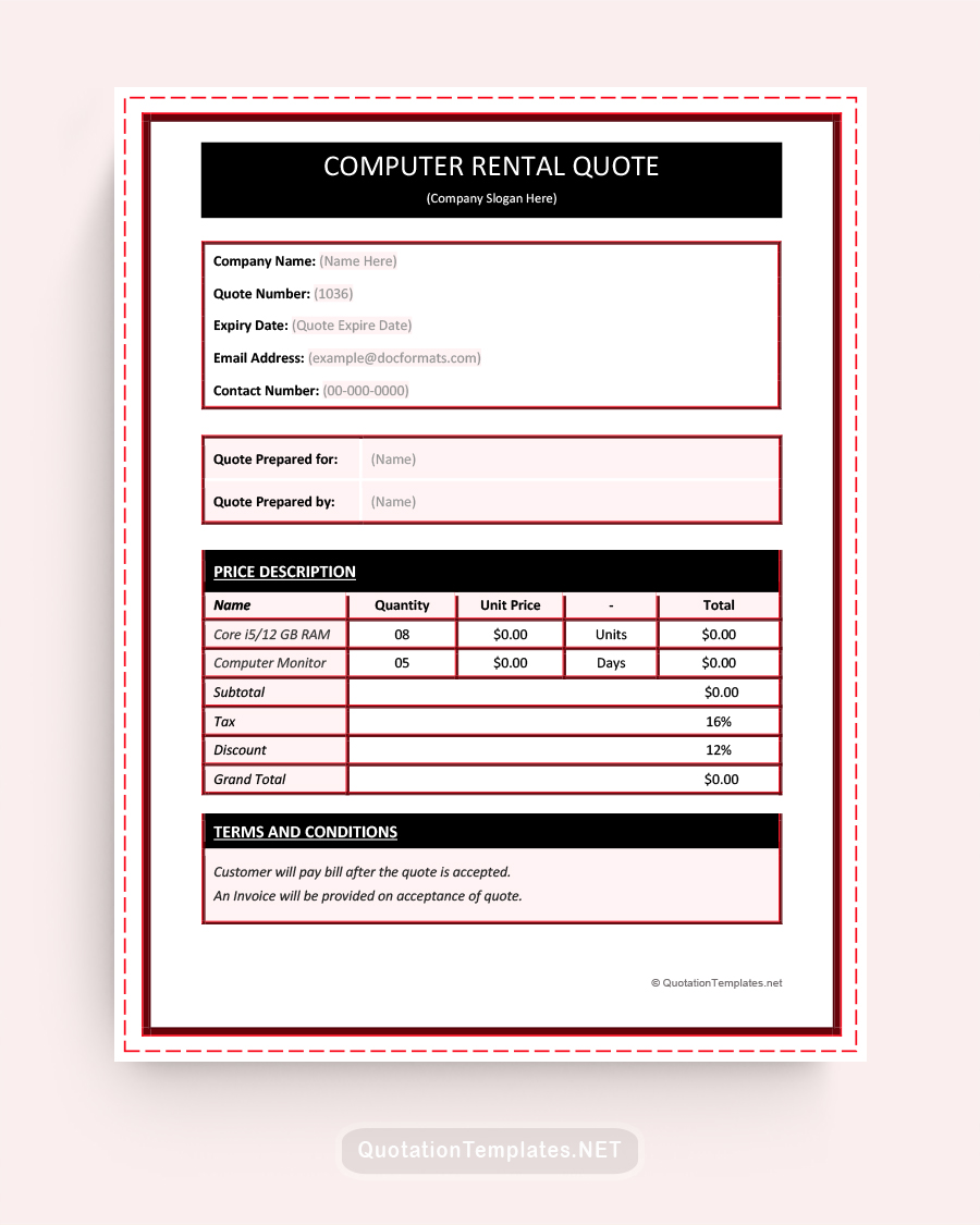 20+ Free Rental Quotation Templates