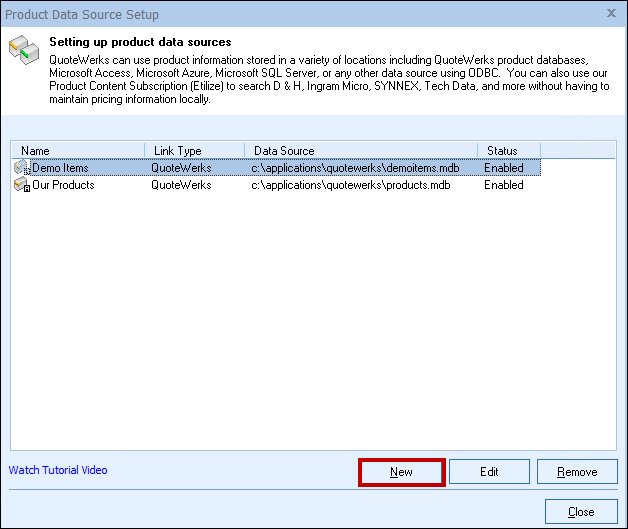 Linking to the QuickBooks Item List