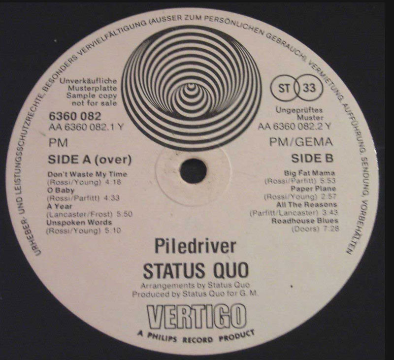 Status Quo die deutsche LPDiskografie Piledriver, die deutsche