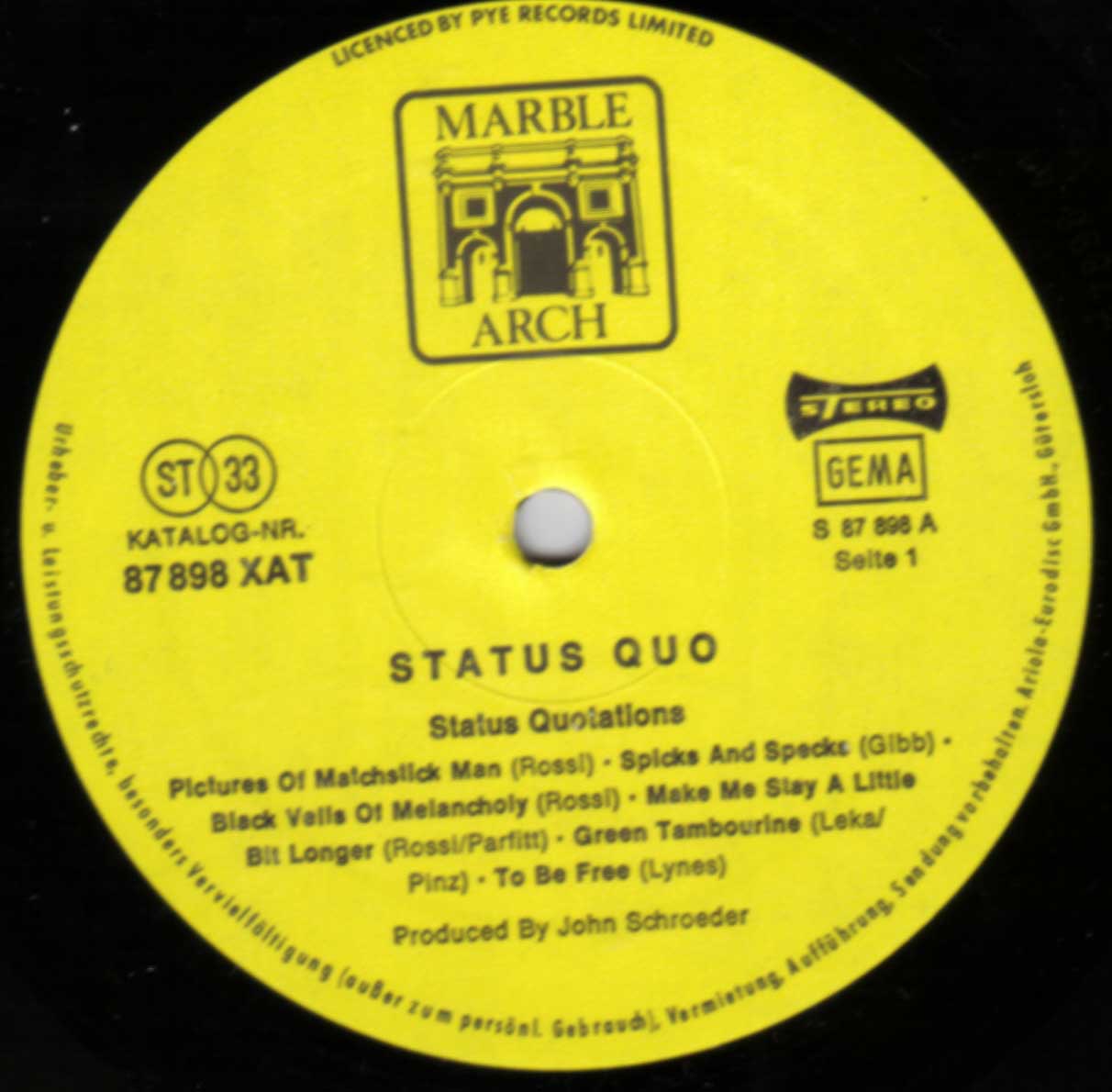 Status Quo die deutsche LPDiskografie Pop Club Status Quotations 1973 (www.quoticker.de)