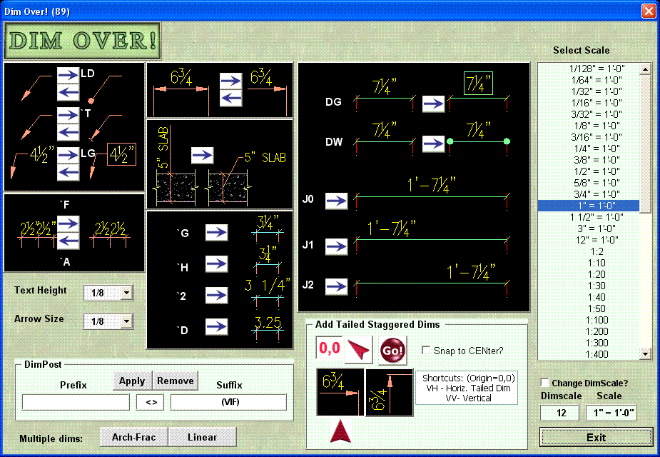 Dim Over Download AutoCAD addon for adding and modification of