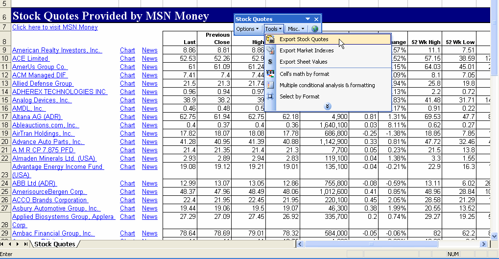 Stock Quotes for Excel 4.5.4 Free Download