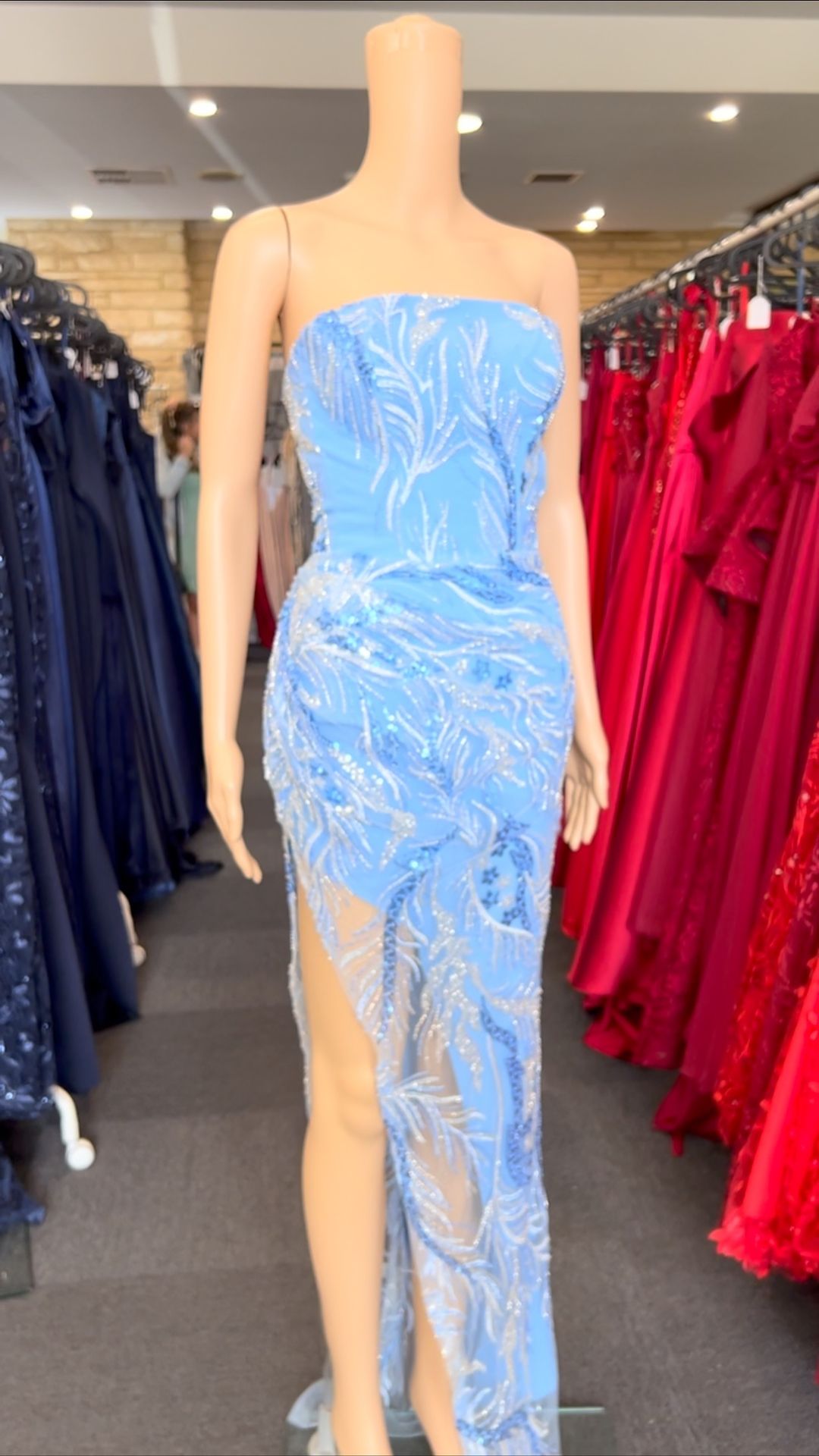 Q331 QYN Aubrielle Baby Blue Dress QYN designer dress hire