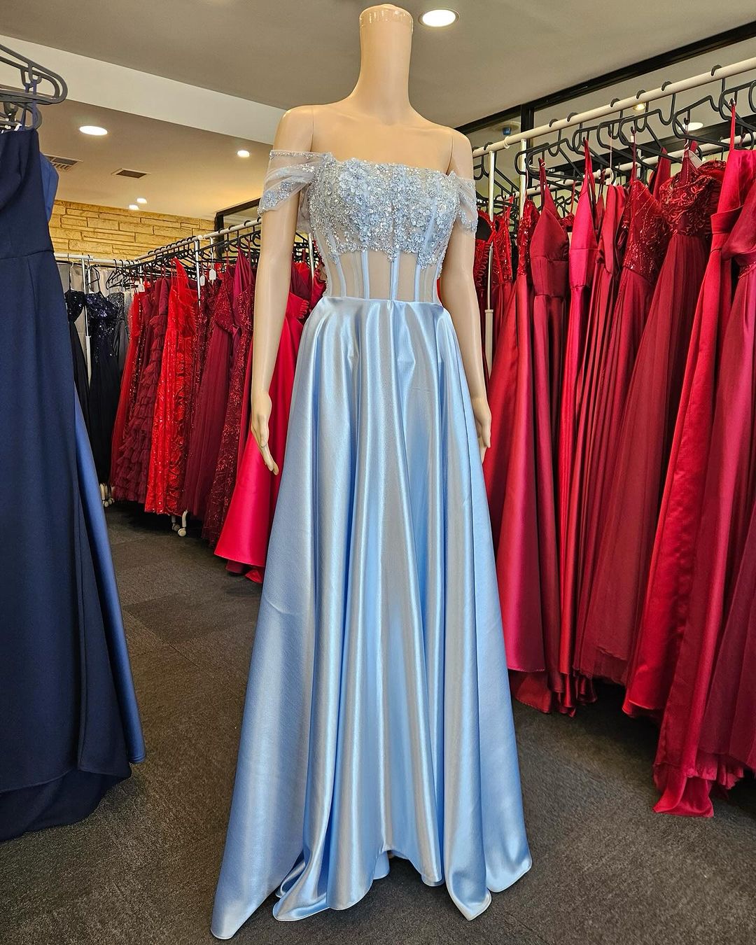 Q696 QYN Nayeli Baby Blue Dress QYN designer dress hire