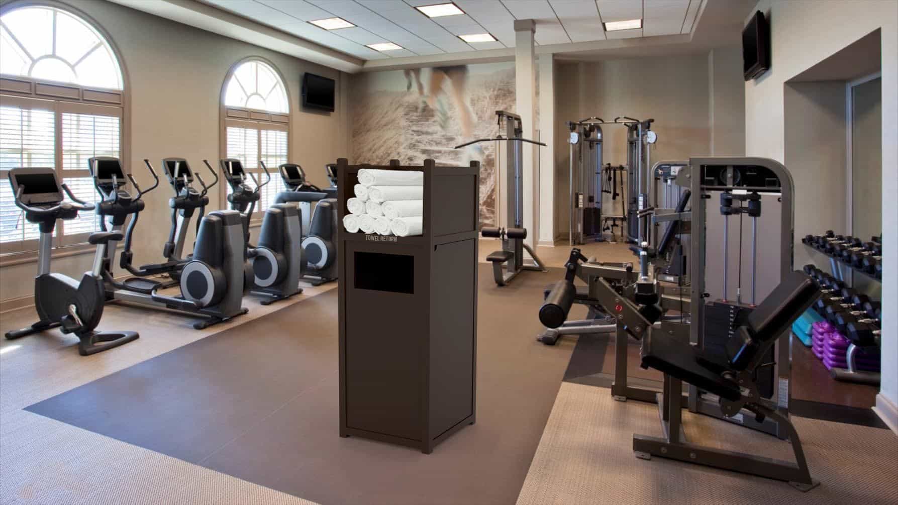 Towel Return Bin For Use in Hotel Fitness Rooms & Pool Areas