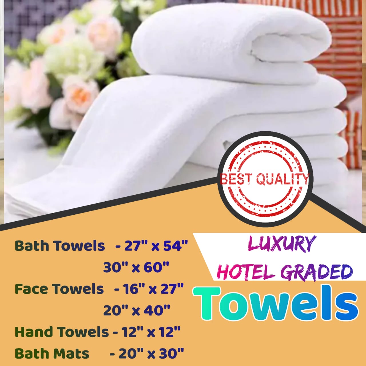 Luxury Hotel Graded Towels 100 Cotton 650GSM White Raawana