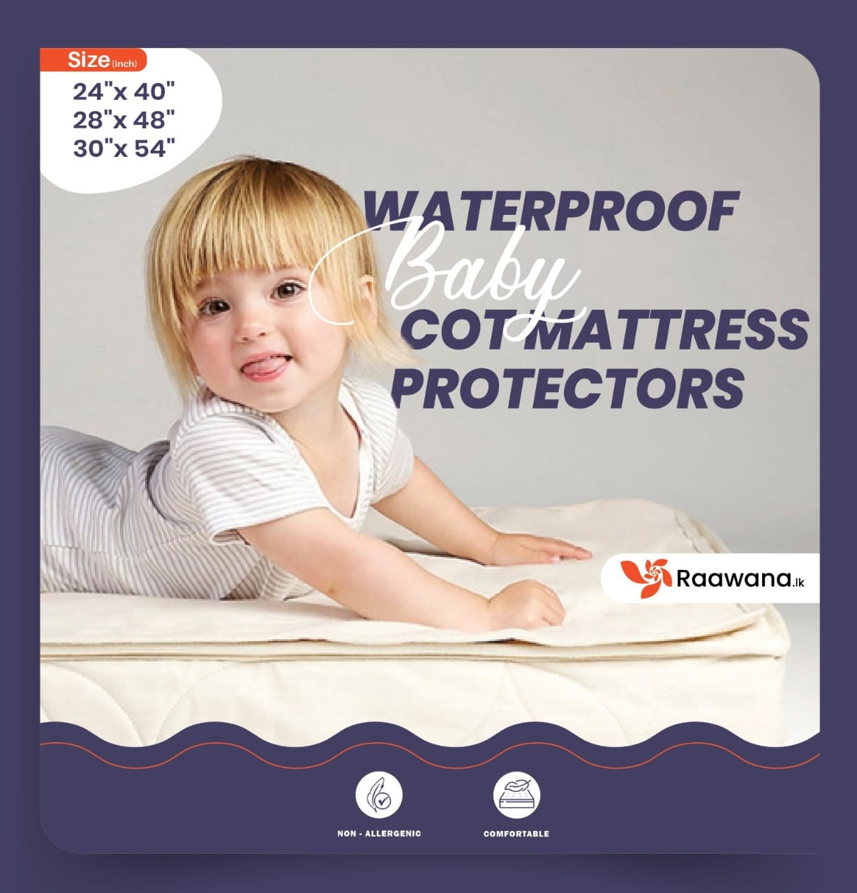 Baby Cot Mattress Protector 4 Layer Raawana
