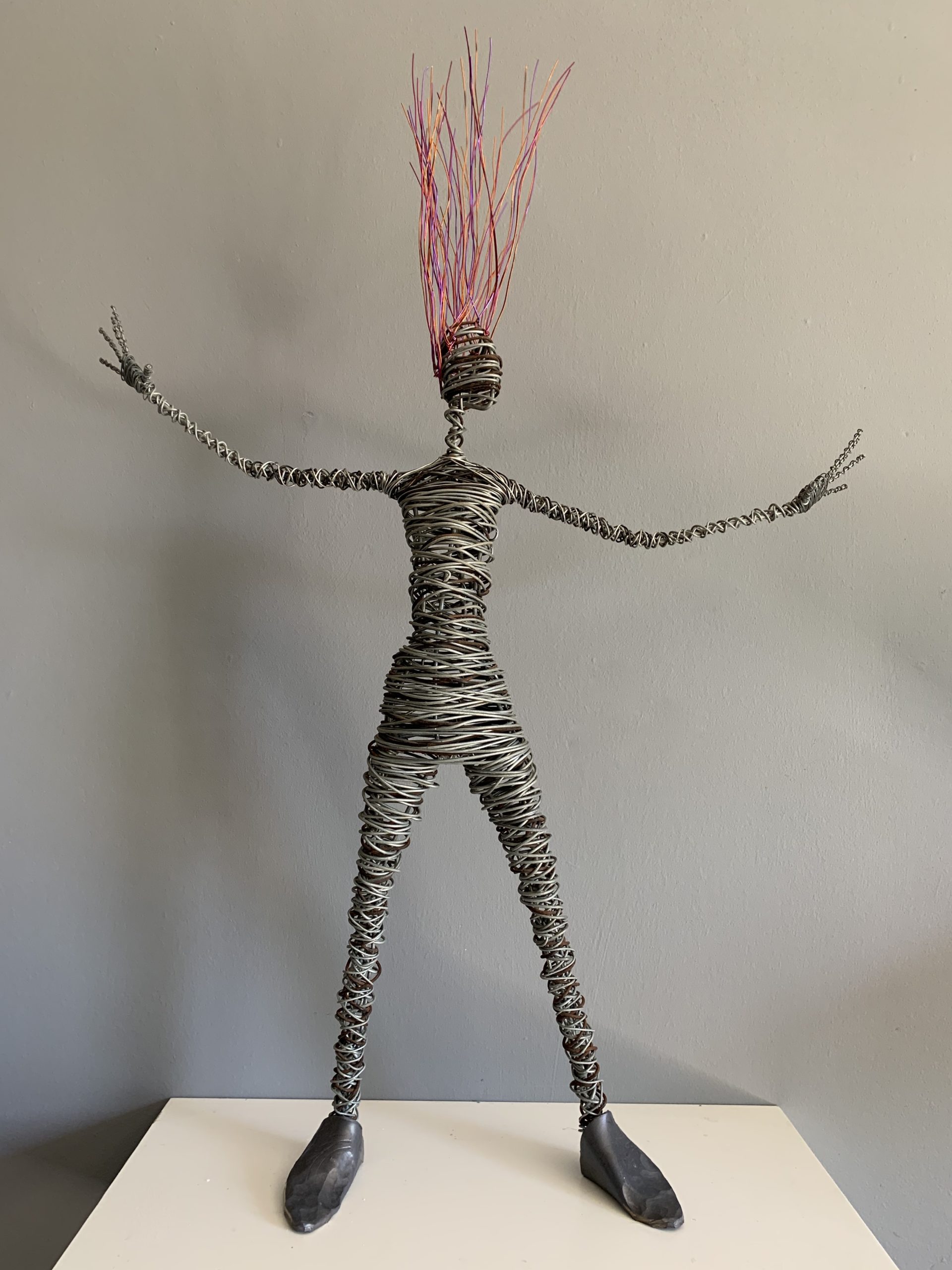 SRD14 Wire Figure Arms Out Rachel Ducker Wire Sculpture