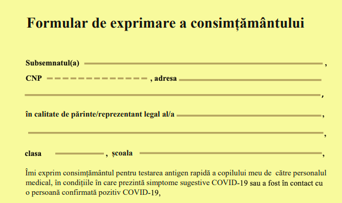 Ministerele EducaÅ£iei Si SÄnÄtÄÅ£ii Au Prezentat Formularul De ConsimÅ£Ämant Pentru Testarea Antigen A Copiilor Radio Romania ReÈiÈa