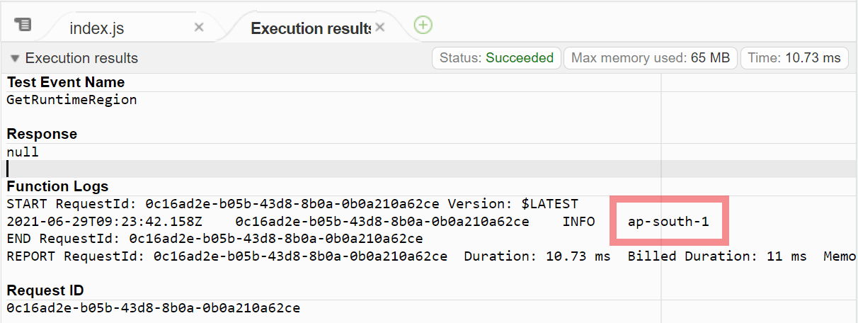 How to get the AWS Region where Node.js Lambda Function is running