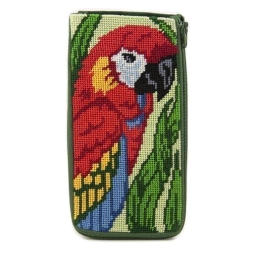 Parrot Stitch & Zip Eyeglass Case Radish Roots Needlepoint