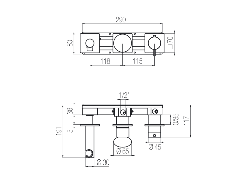 Horizontal thermostatic shower set with 3ways diverter Products