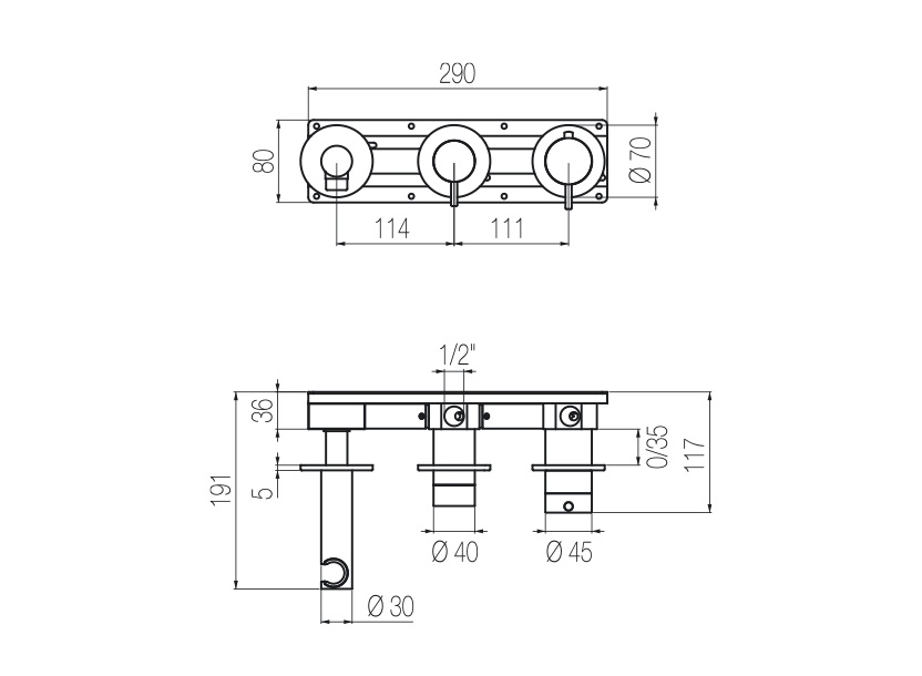 Horizontal thermostatic shower set with 2ways diverter Products