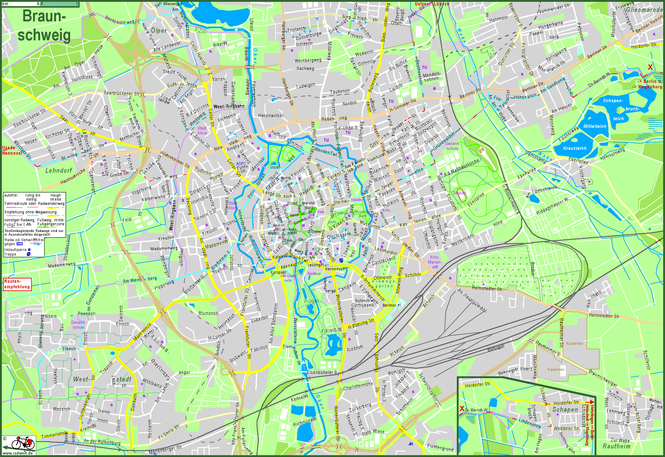 U21 Karte Braunschweig radweit Braunschweig, Stadtplan