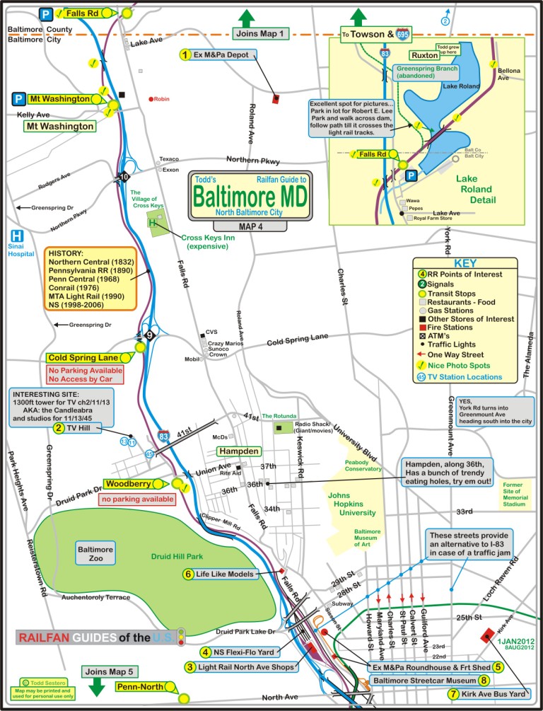 Baltimore Railfan Guide Northern Baltimore Map