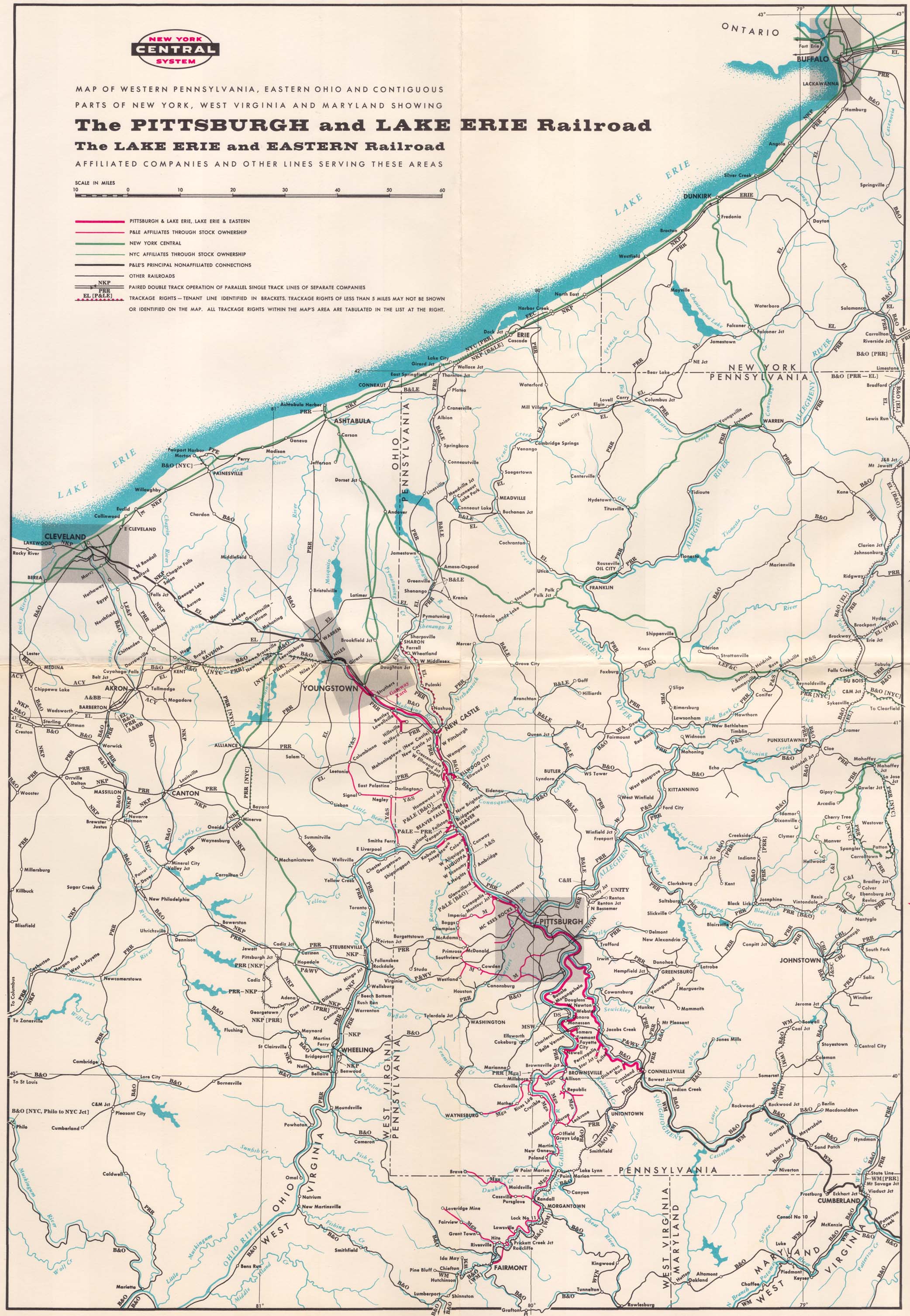 Pittsburgh And Lake Erie Railroad Map Official 1948 New York Central Public Timetable, Including The P&LE