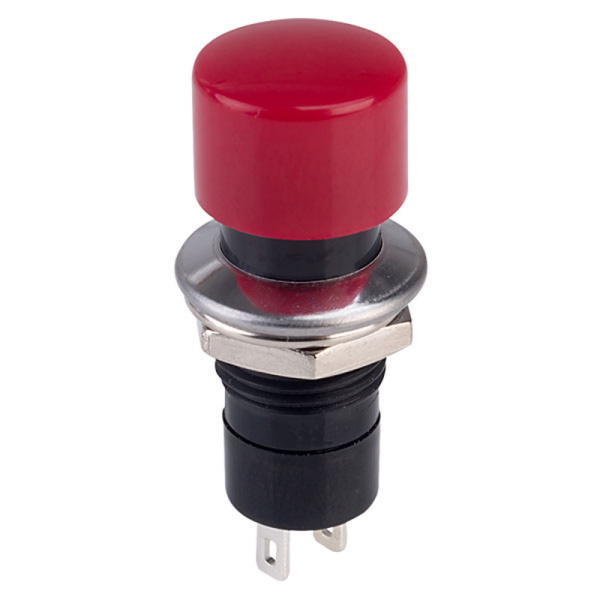 Latching SPST OnOff Push Button Switch with Red Dome Button