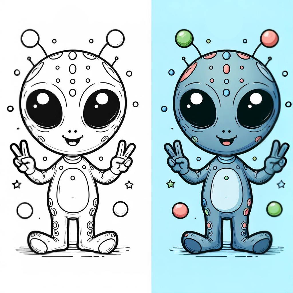 Alien Peace Sign 👽 ️ Coloring Page Alien Peace Sign 👽 ️ Coloring Page