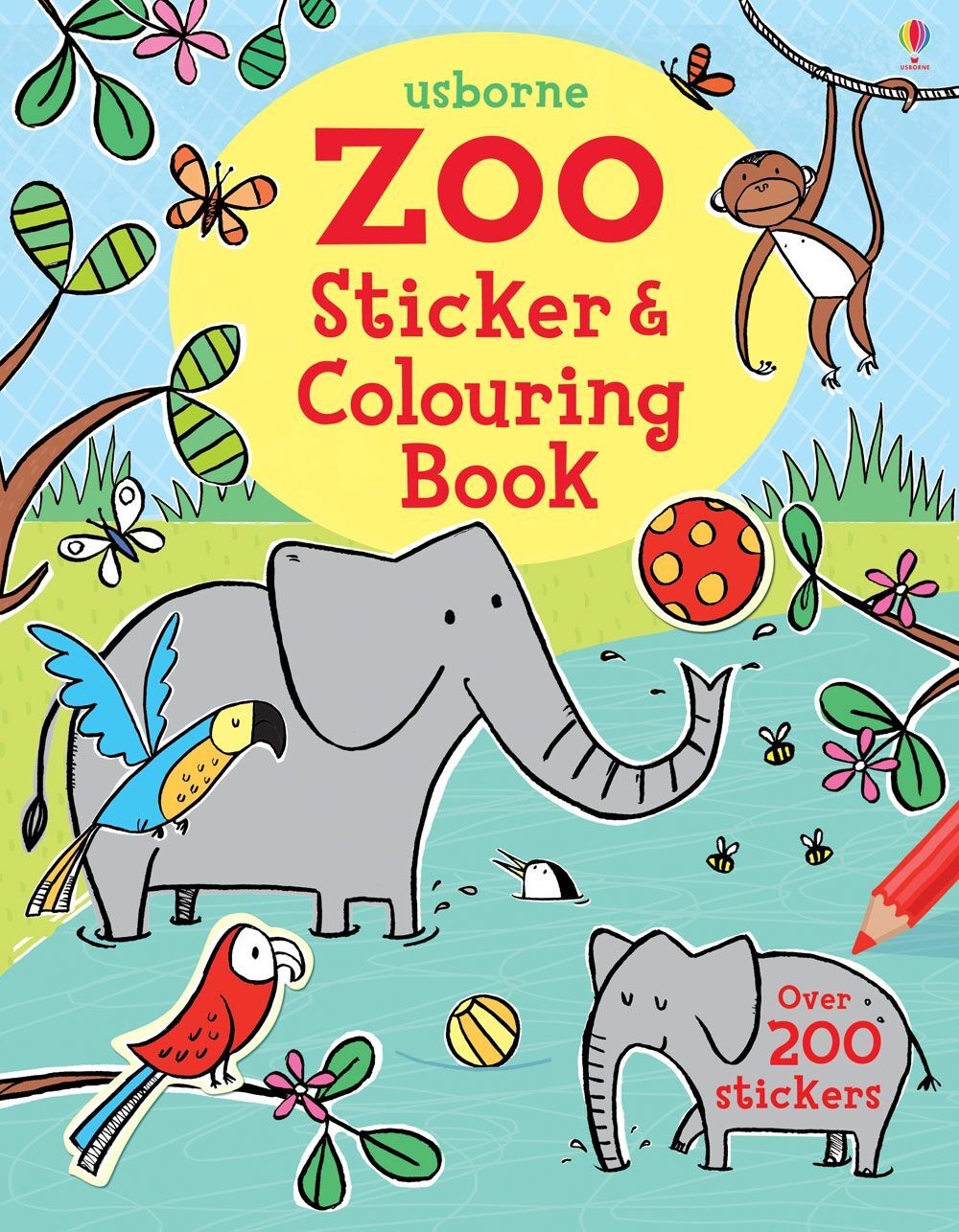 Usborne Zoo Animal Sticker & Colouring Book Rainbow Fun Sticker