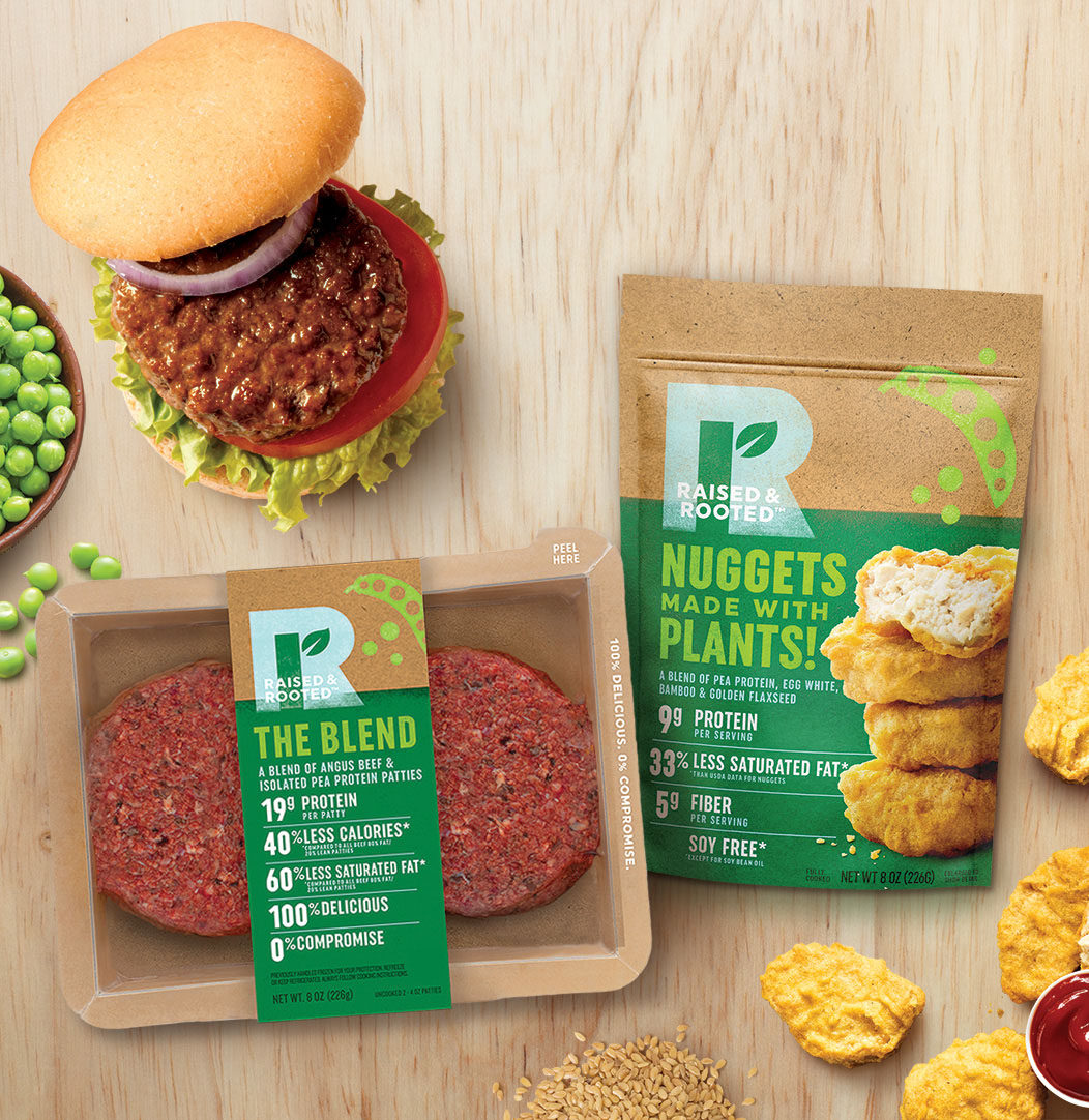 PlantBased Nuggets & Blended Patties Raised & Rooted
