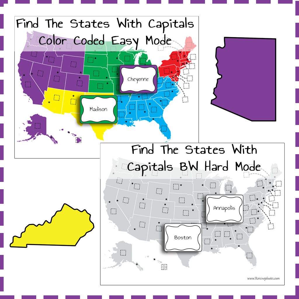 Find The State! A US Geography Game with capitals! Raising Hooks