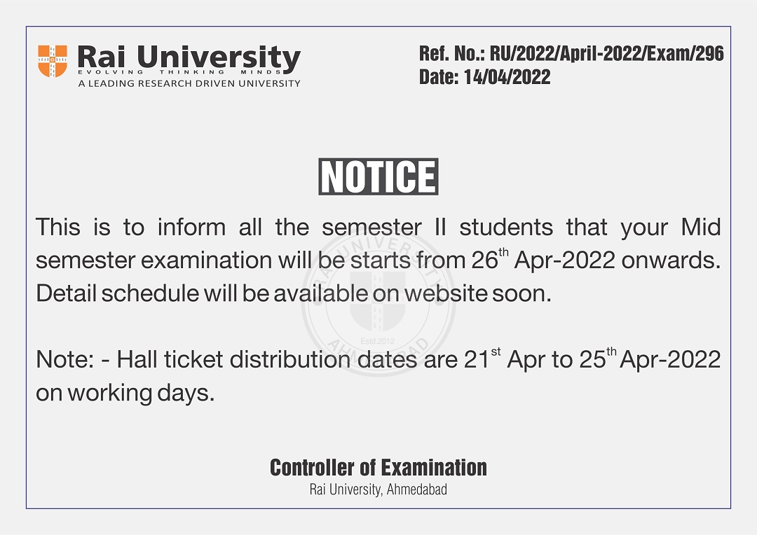 Enotice board Rai University UGC Approved Best College in Ahmedabad