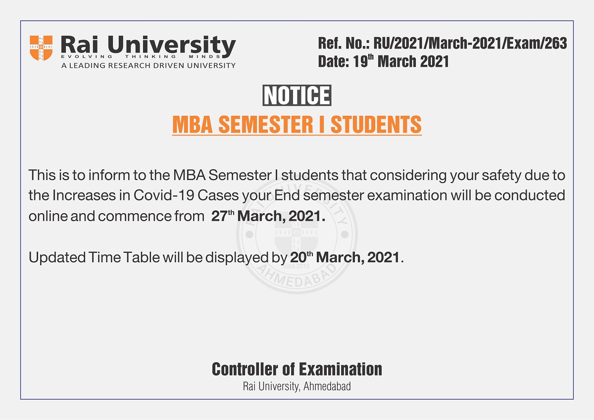 Enotice board Rai University UGC Approved Best College in Ahmedabad