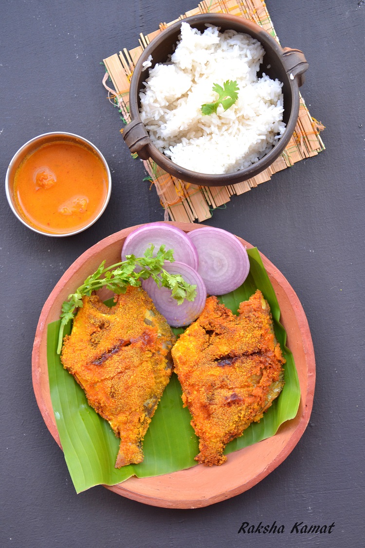 Pomfret Rava Fry + Video Raksha's Kitchen