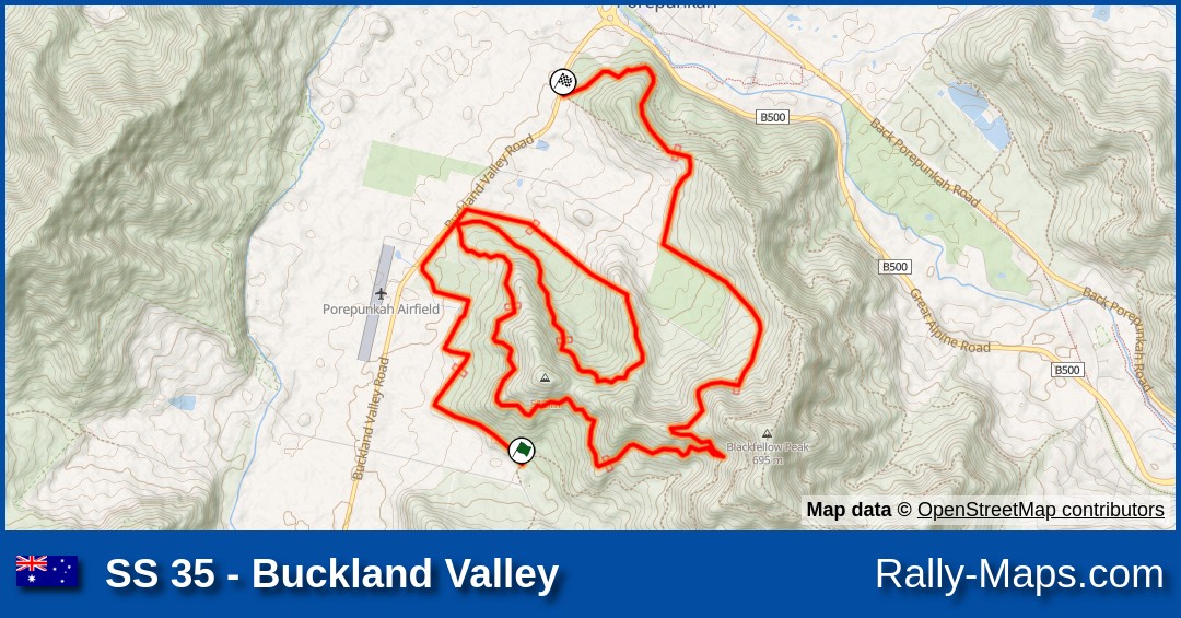 SS 35 Buckland Valley stage map Alpine Rally 1983 [ARC] 🌍 Rally