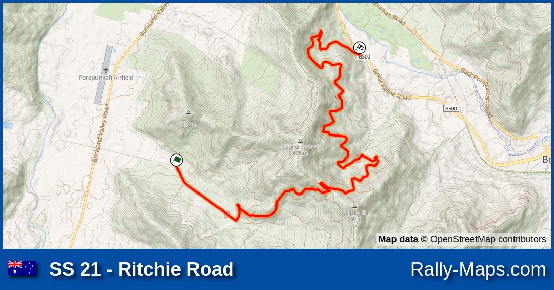 SS 21 Ritchie Road stage map Alpine Rally 1983 [ARC] 🌍