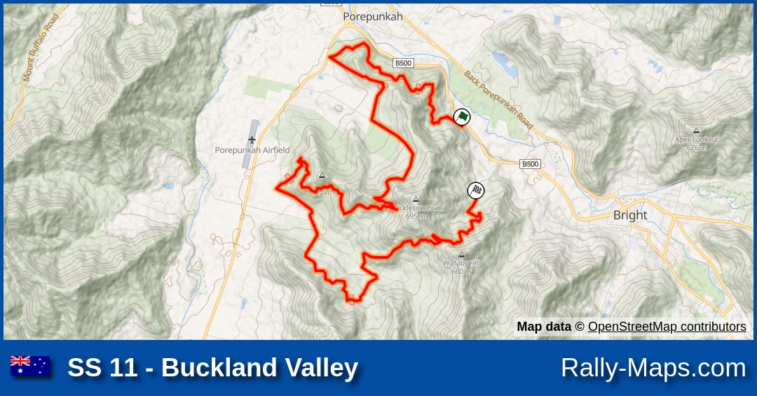 SS 11 Buckland Valley stage map Alpine Rally 1992 [ARC] 🌍 Rally
