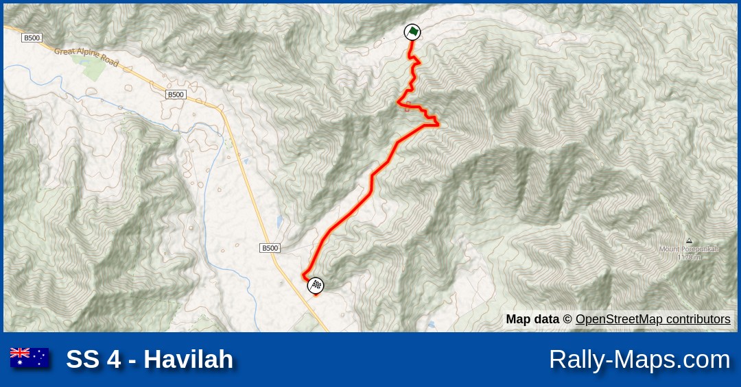 SS 4 Havilah stage map Alpine Rally 1994 [ARC] 🌍