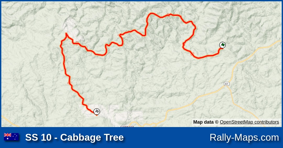 SS 10 Cabbage Tree stage map Alpine Rally 2005 🌍