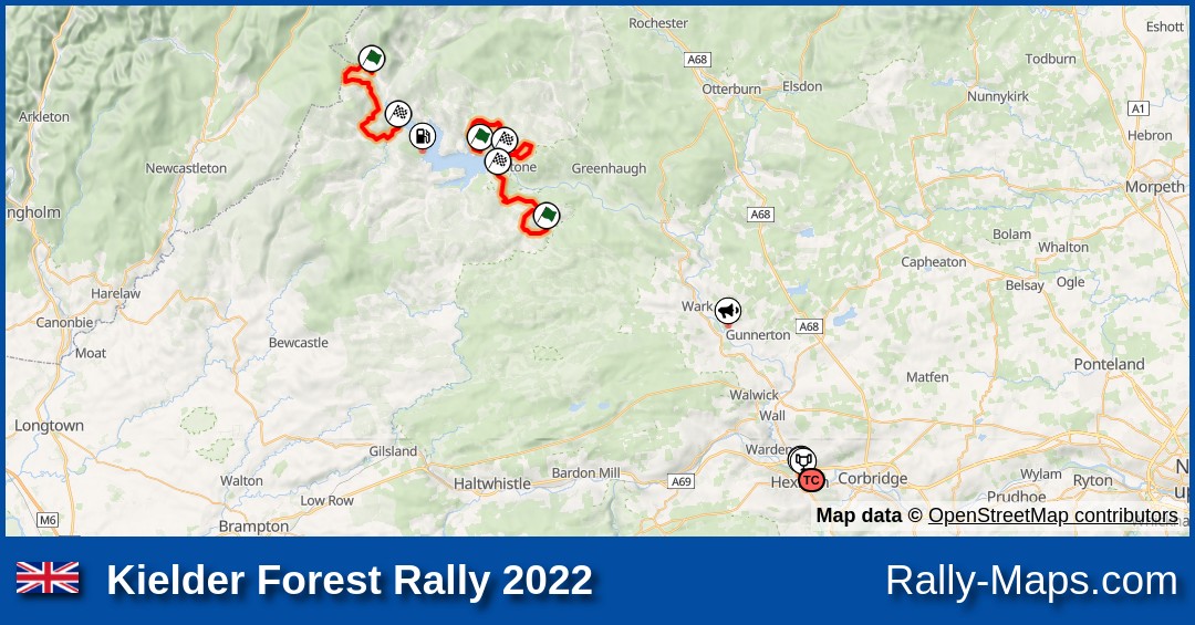 Streckenverlauf Kielder Forest Rally 2022 [BTRDA] RallyeKarte.de