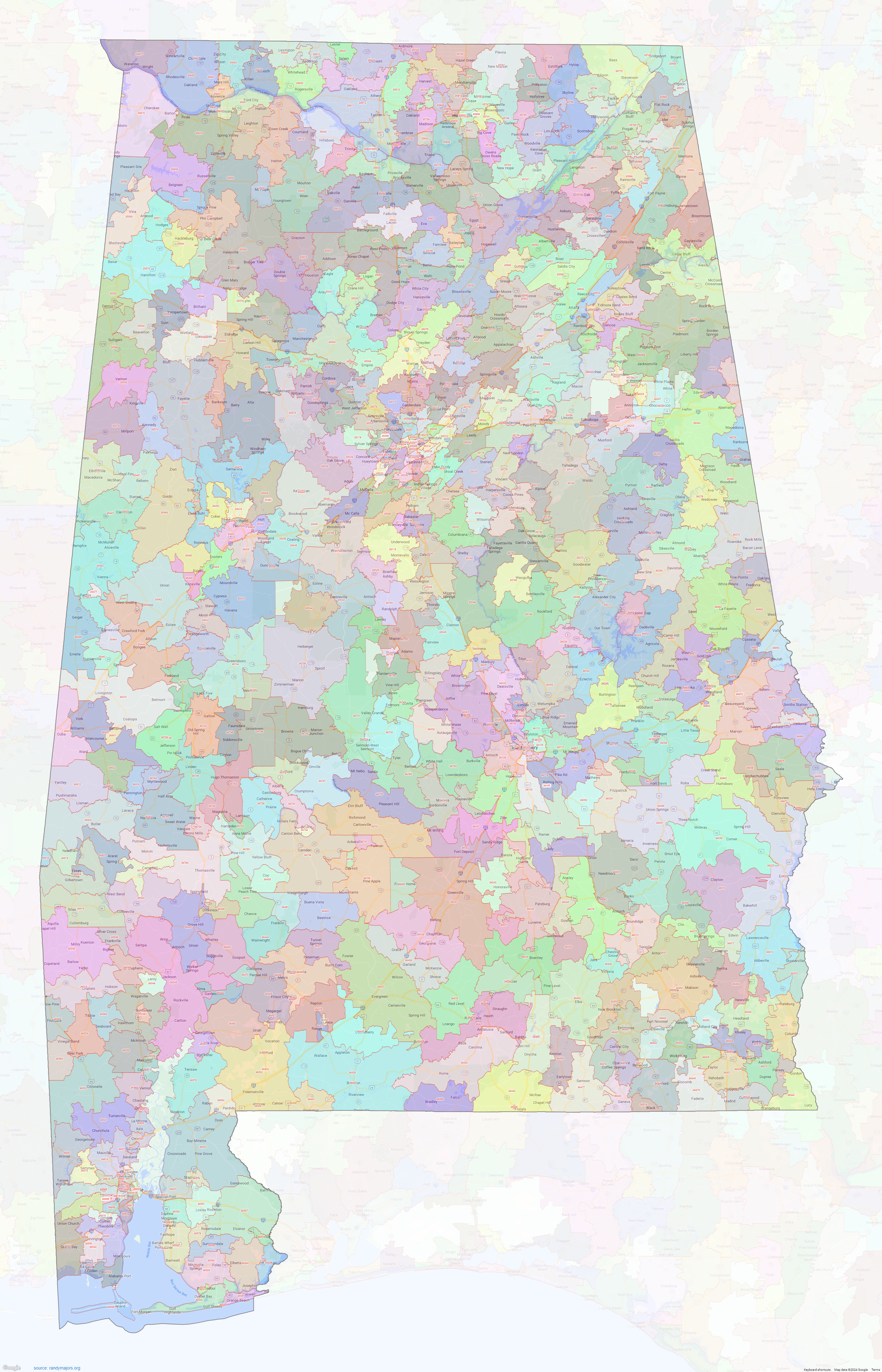Alabama Zip Code Map Alabama Zip Codes – Shown On Google Maps