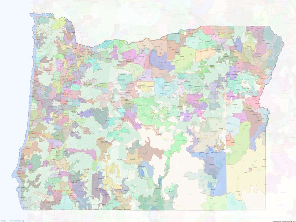 Oregon ZIP Code Map medium image shown on Google Maps