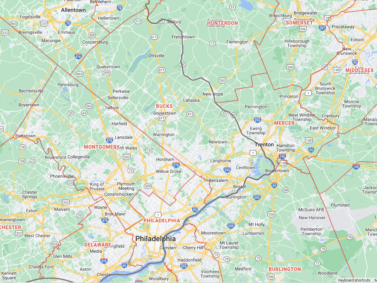 Map With County Lines County Lines – Shown On Google Maps