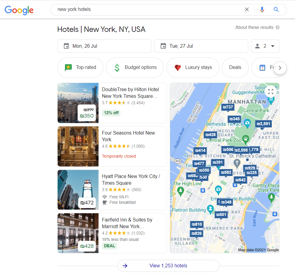 Google Travel Search Engine Rank Ranger