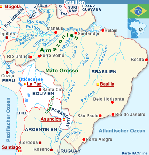 It is the largest brazilian state by area and the 9th largest country subdivision in. RAOnline EDU: Geografie - Karten - Amerika - Südamerika ...