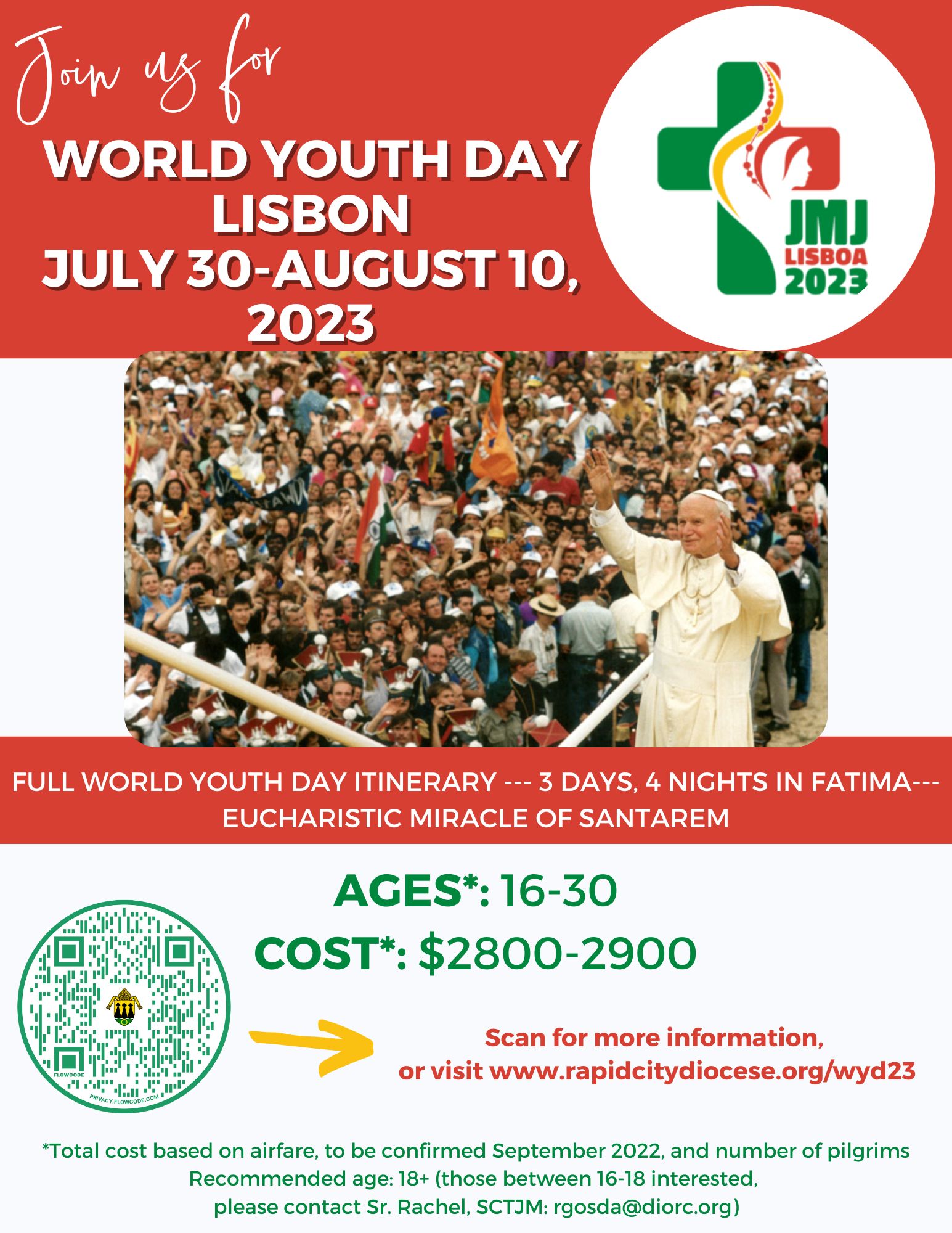 World Youth Day August 2023 Lisbon, Portugal Diocese of Rapid City
