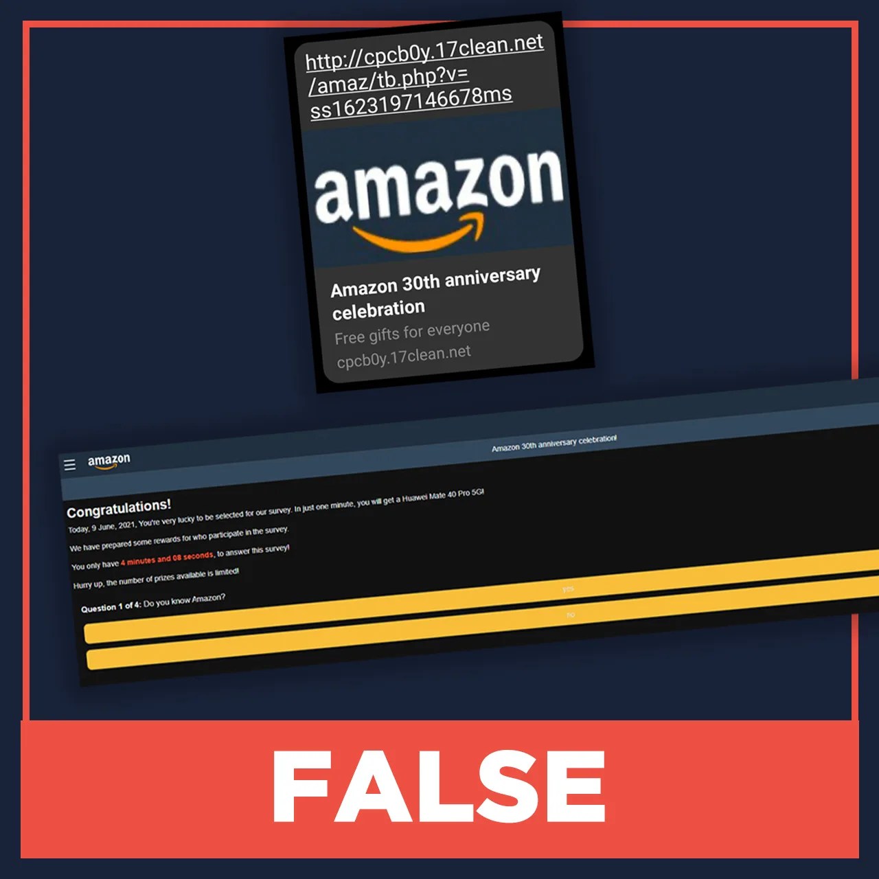 FALSE Amazon gives free gifts in celebration of 30th anniversary