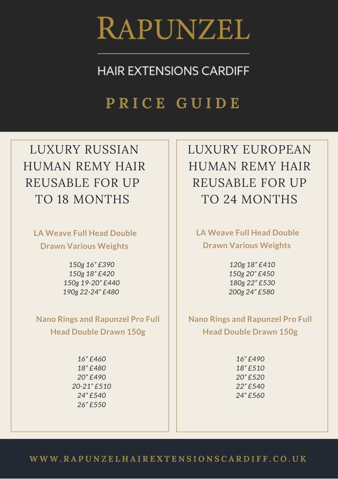 Hair Extension Pricelist