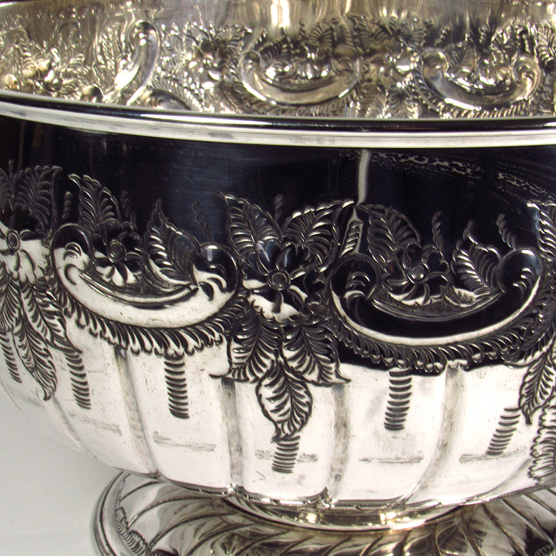 Antique Large Sheffield Silver Plate Footed Punch Bowl