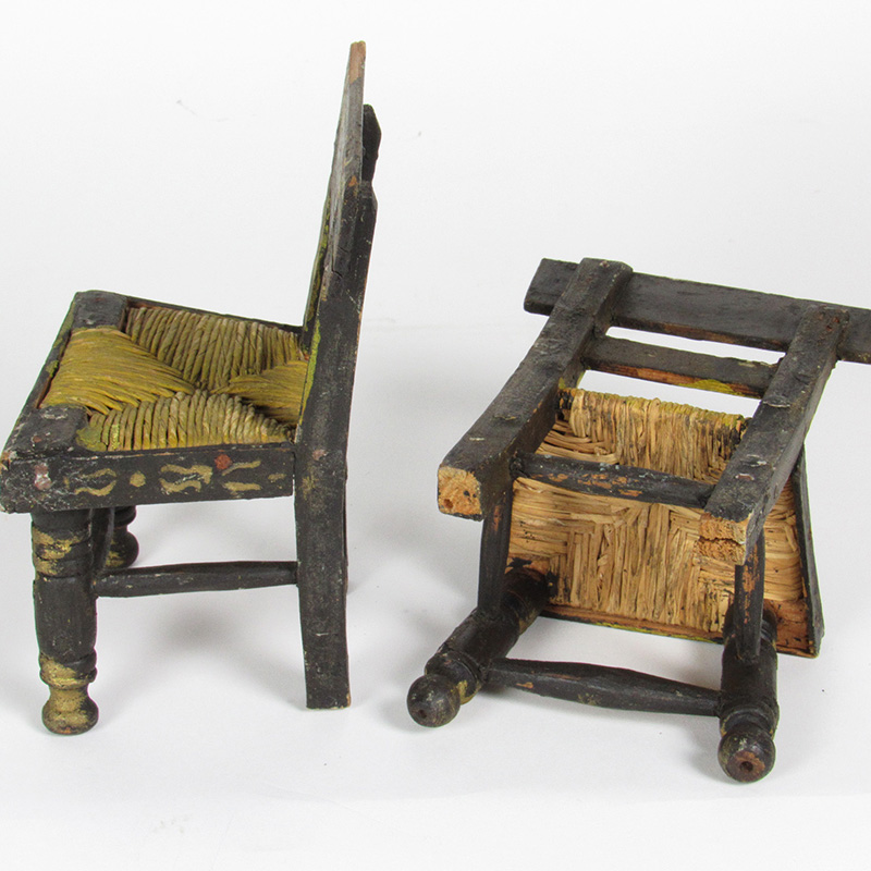 Pair of Antique Miniature HandPainted Folk Art Hitchcock Chairs