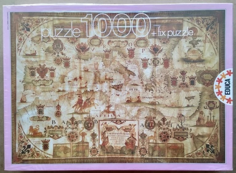 1000, Educa, Mediterranean Sea, 1664, François Ollive Rare Puzzles