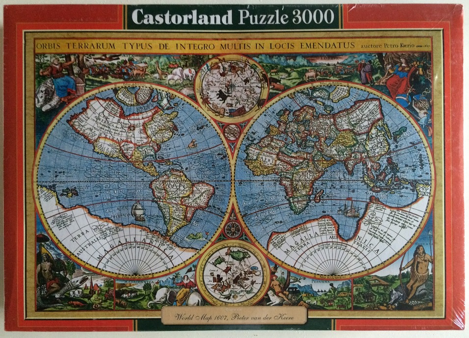 3000, Castorland, World Map 1607, Pieter van den Keere Rare Puzzles
