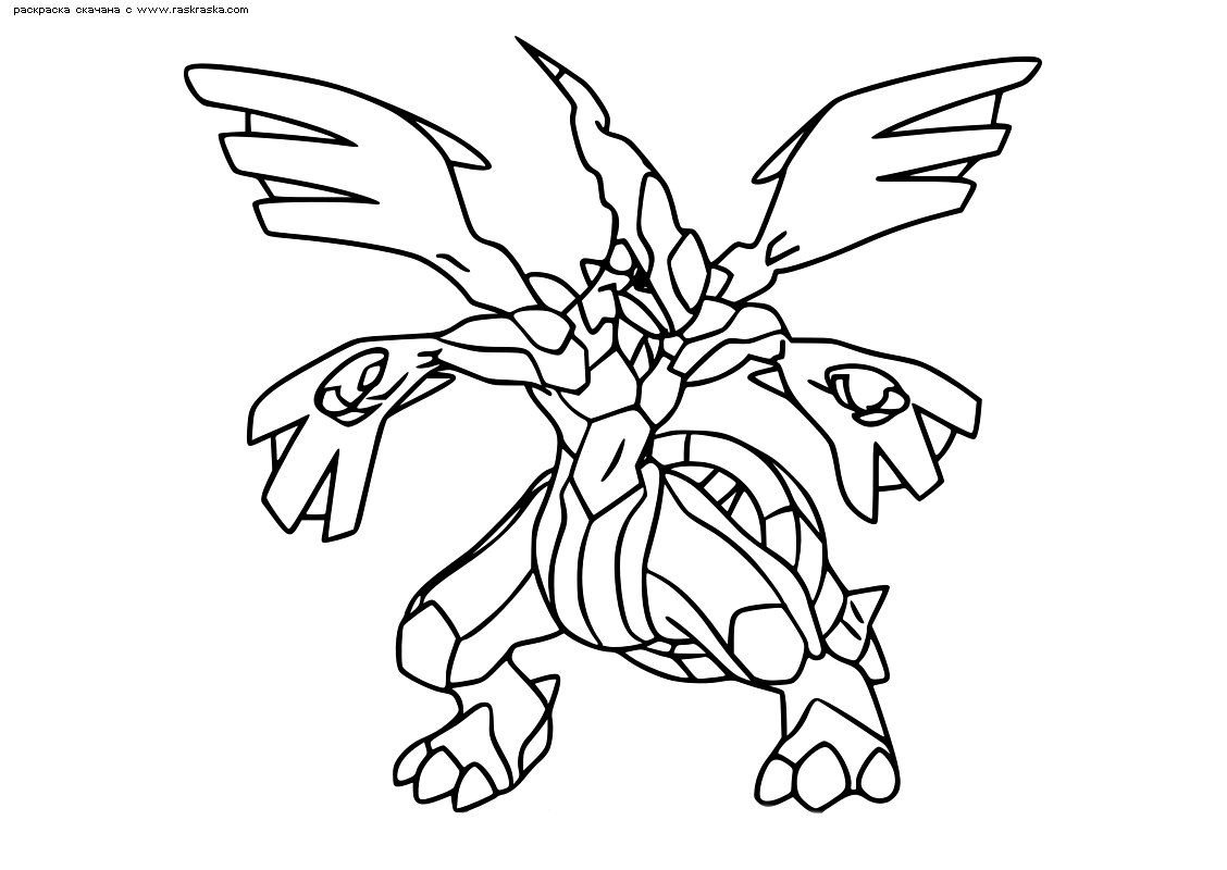 Раскраска Легендарный покемон Зекром (Zekrom) Раскраски покемонов (Pokemons free colouring pages)