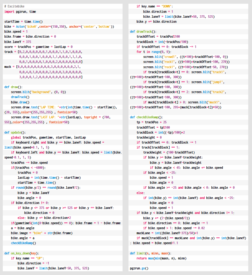 Code an homage to Excitebike Wireframe 66 Raspberry Pi