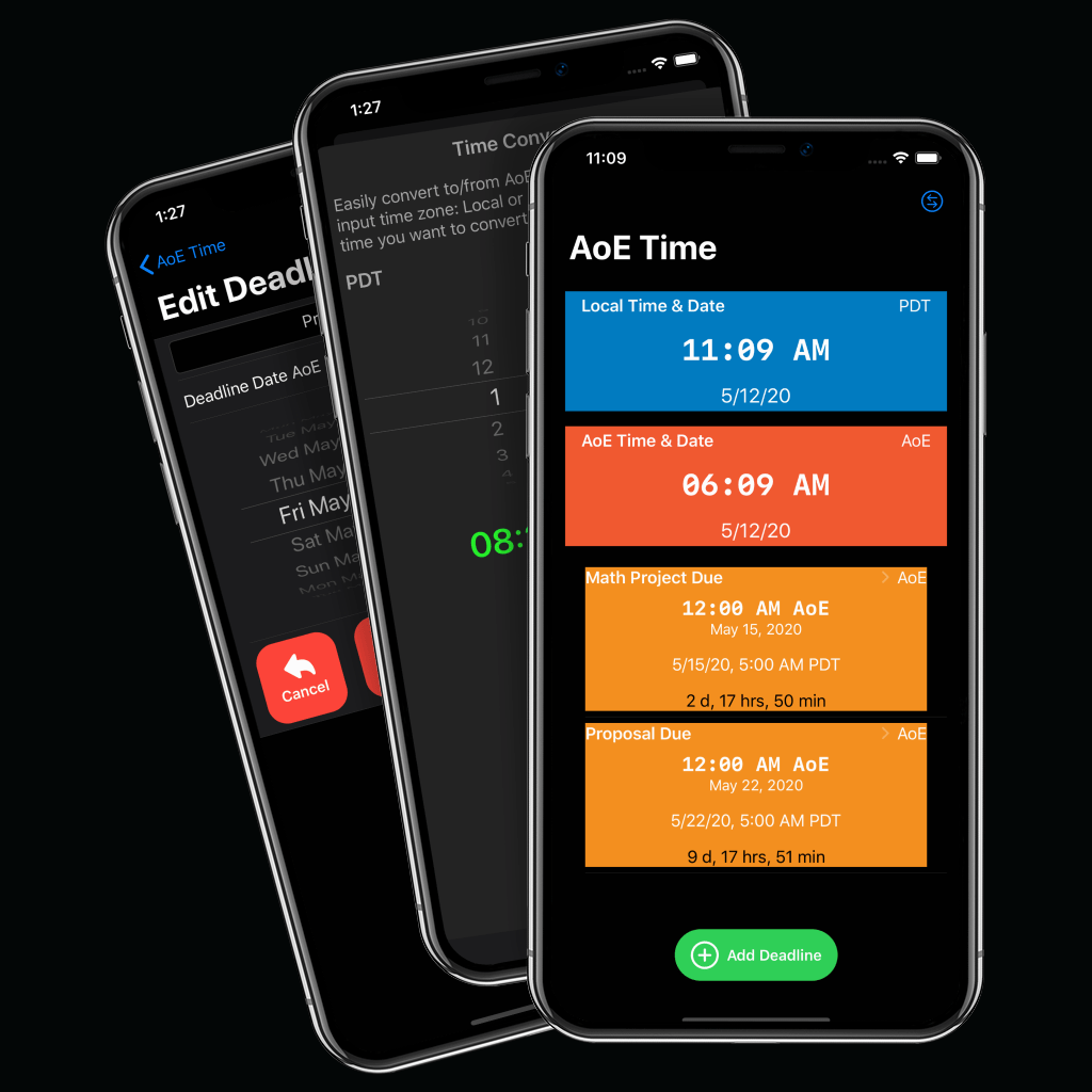Anywhere on Earth Time Converter app for iPhone AoE Time